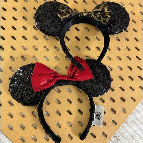 Disney Parks sequin Classic Bow Minnie Mouse sets of 2 Hair HeadBands - Picture 5 of 14